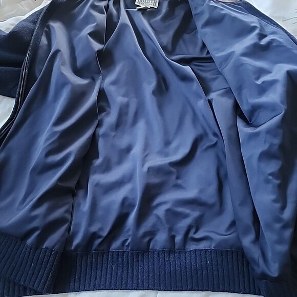 Duluth Trading Mens Windproof Full Zip Sweater Jacket Shetland Wool Navy Size XL - Picture 8 of 8